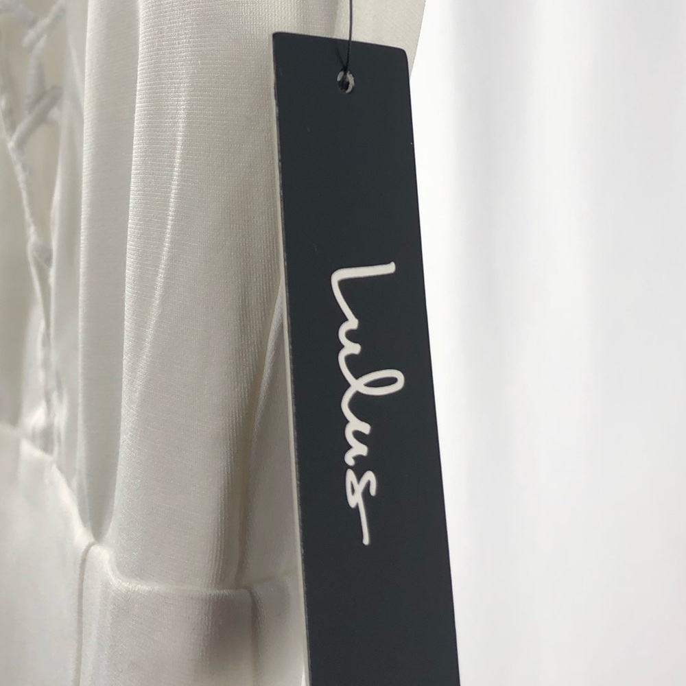 NWT Lulus Lavish Lattice Bodycon Dress‎ in White Size Small - Picture 6 of 11